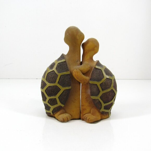 Turtle Love Hugging Turtles Resin Figurines Brown with Brown Yellow Shell 4 Inch - Picture 3 of 7
